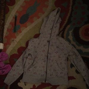 Gray sweater with pink hearts